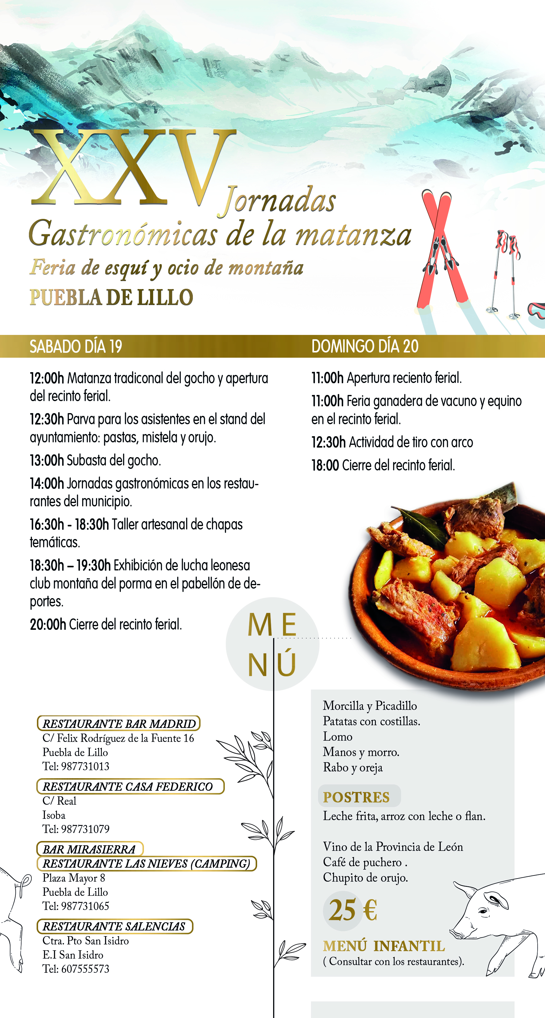 CARTEL XXV JORNADAS GASTRONÓMICAS DE LA MATANZA  - FERIA DE ESQUÍ Y OCIO DE MONTAÑA